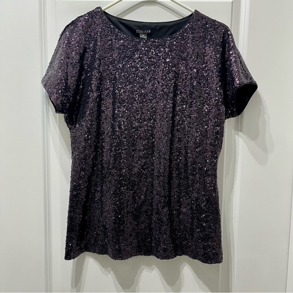 Naeem Khan Purple sequin top